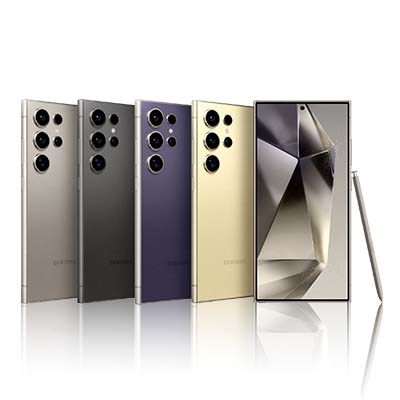 Imagem do Galaxy S24 Ultra nas quatro cores disponíveis