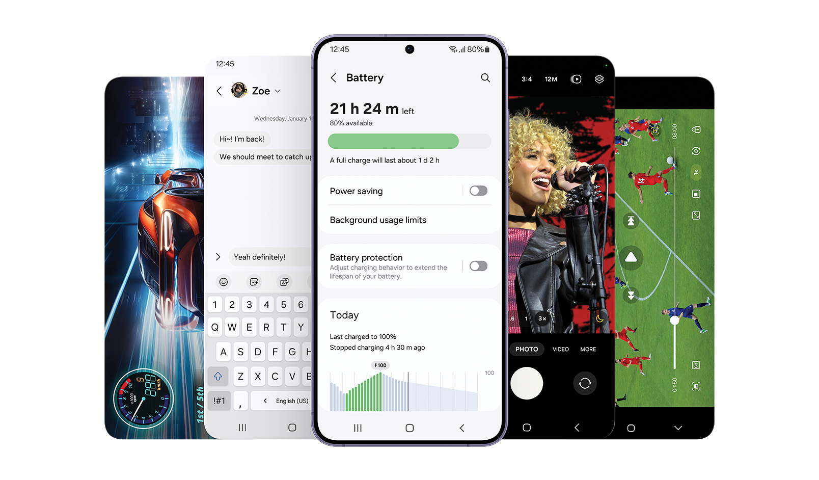 Imagem de vários interfaces e plataformas dentro do Samsung Galaxy S24 Plus