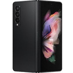Samsung Galaxy Z Fold3 5G preto com o ecrã colorido